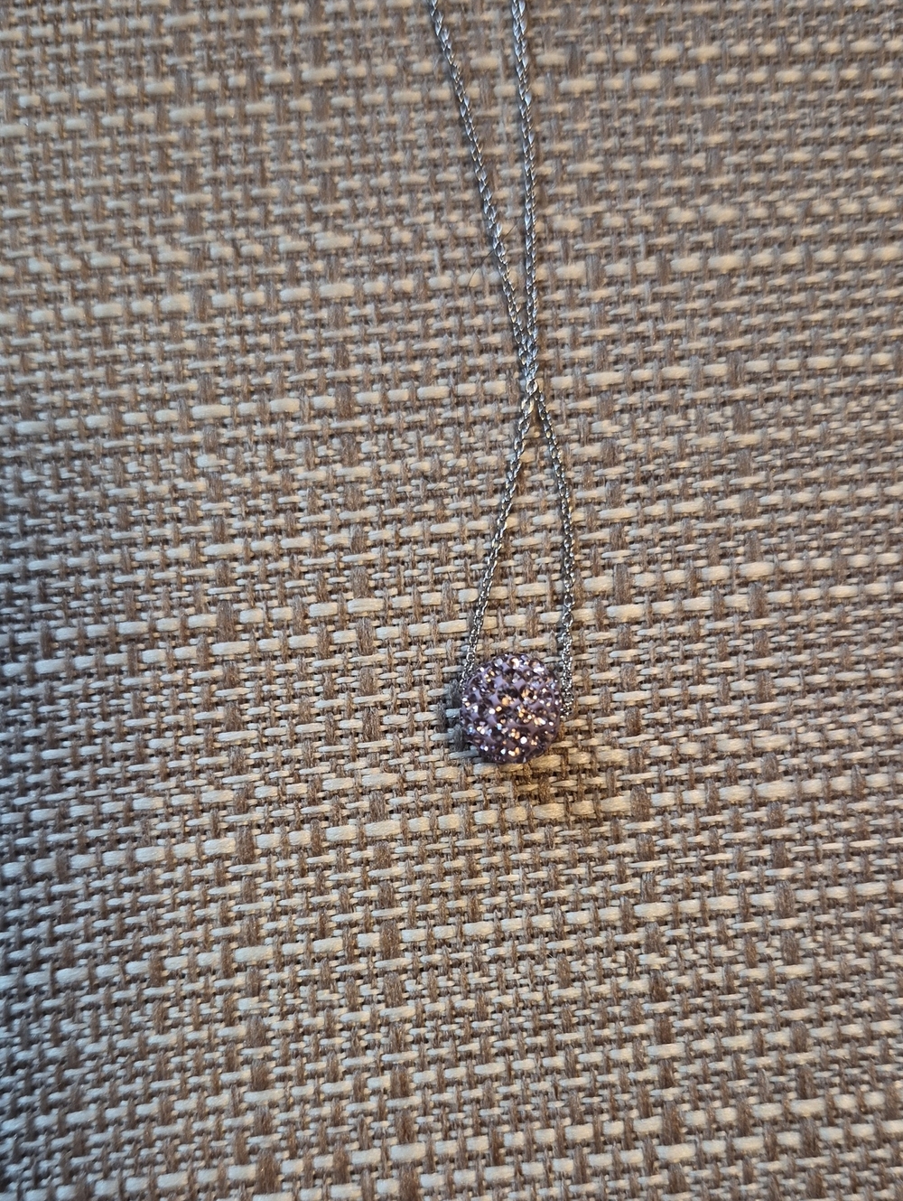 Touchstone Crystal Silver Necklace with Lavender Crystal Pavé Ball